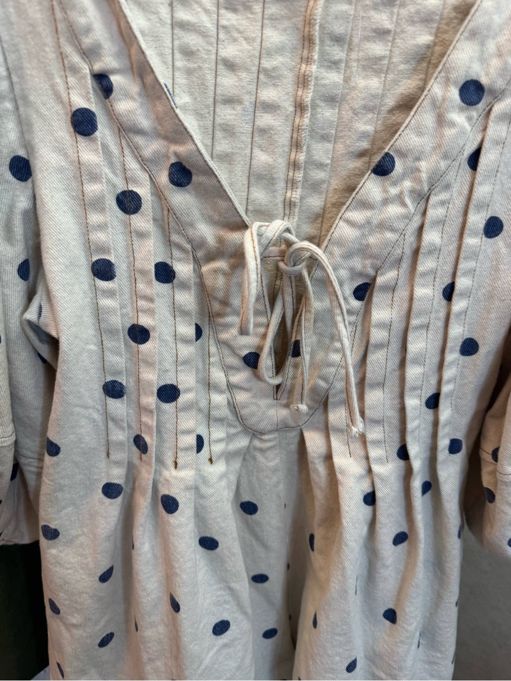 Peach Love Sweet Denim Polka Dot Loran Cream Romper - Picture 6 of 12